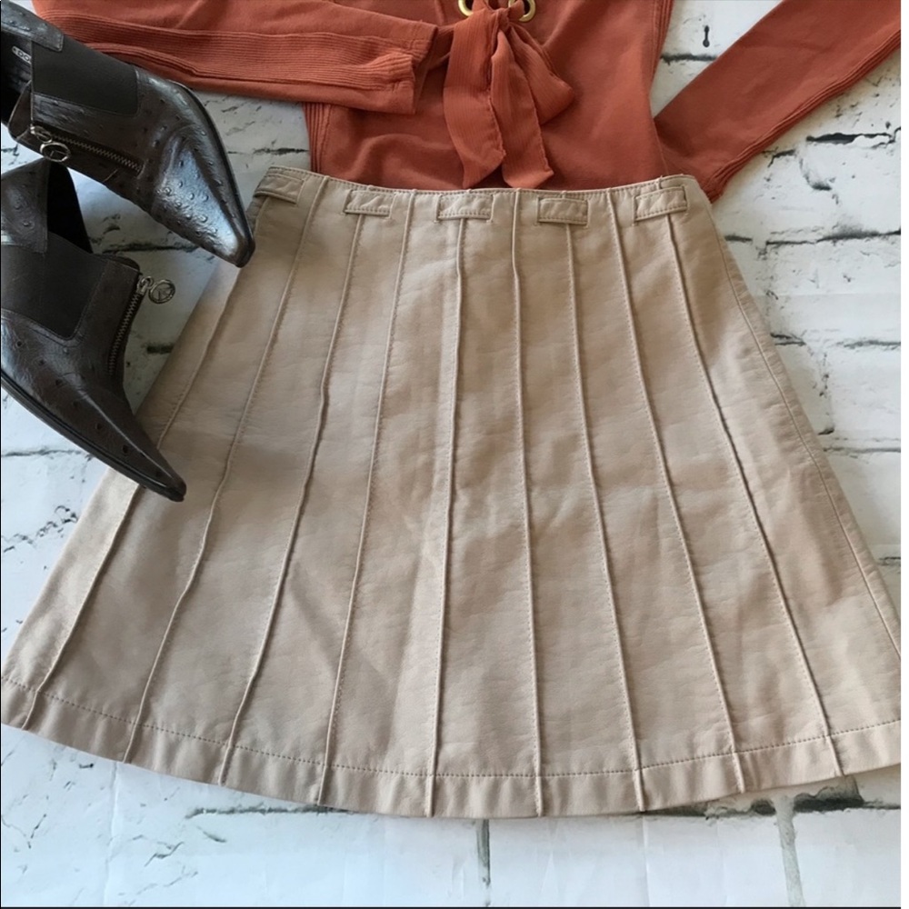 NWT Free People Vegan Faux Leather Mini Skirt Pink Tan Size 0 - Picture 8 of 12